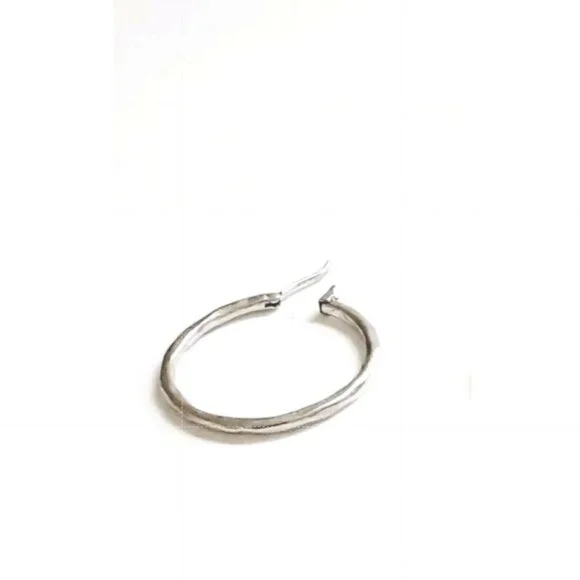 NWT j.jill Hinged Back Hoop Earrings Brushed Distressed Silver Tone NEW j. jill - Picture 2 of 4